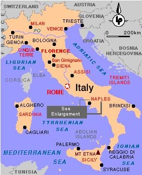 ナポリイタリアの地図