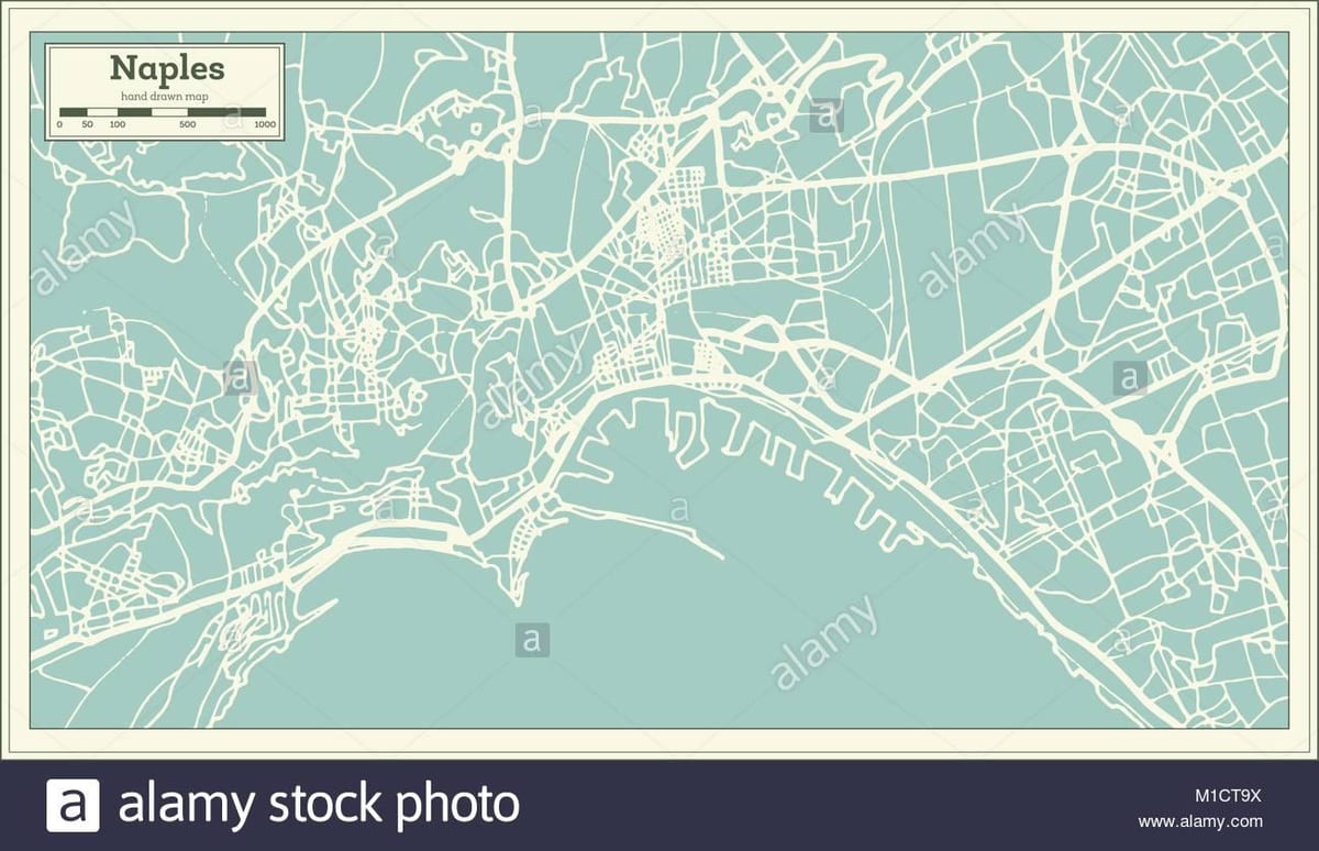 地図のナポリイタリア街