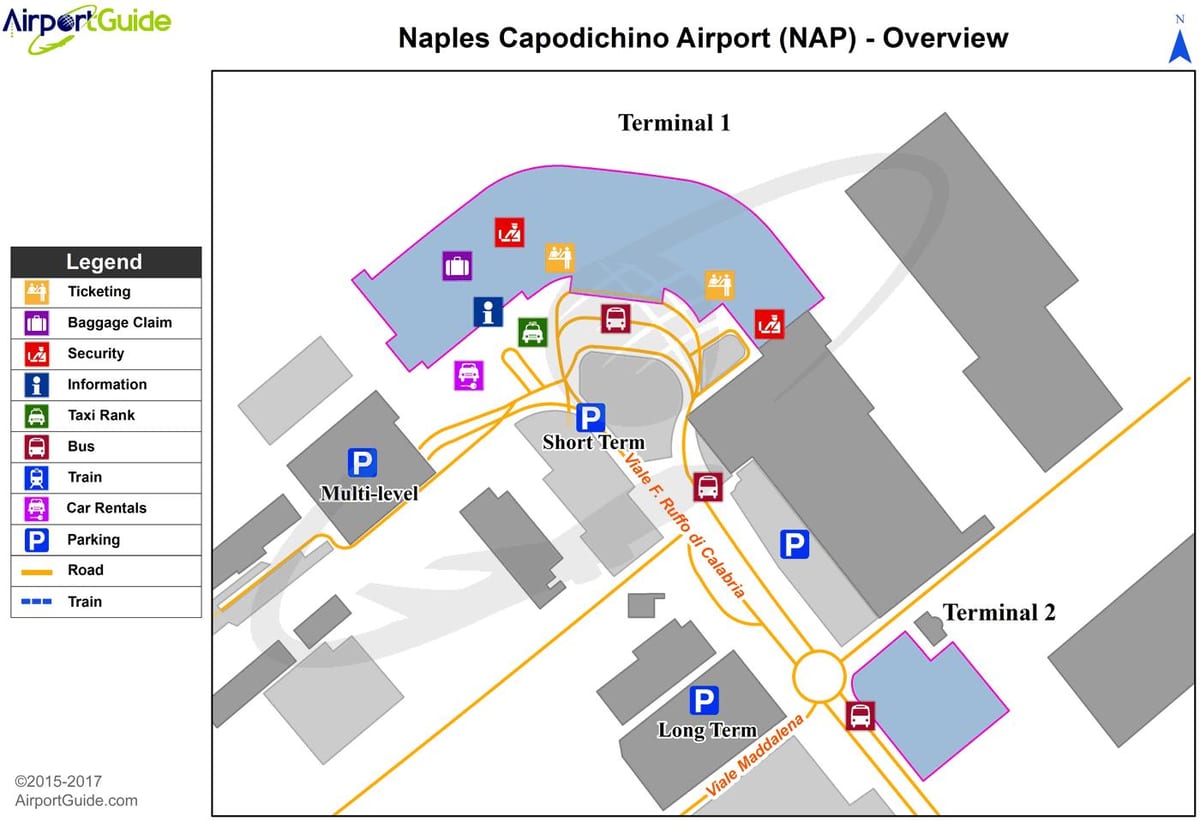 地図のナポリ空港ターミナル