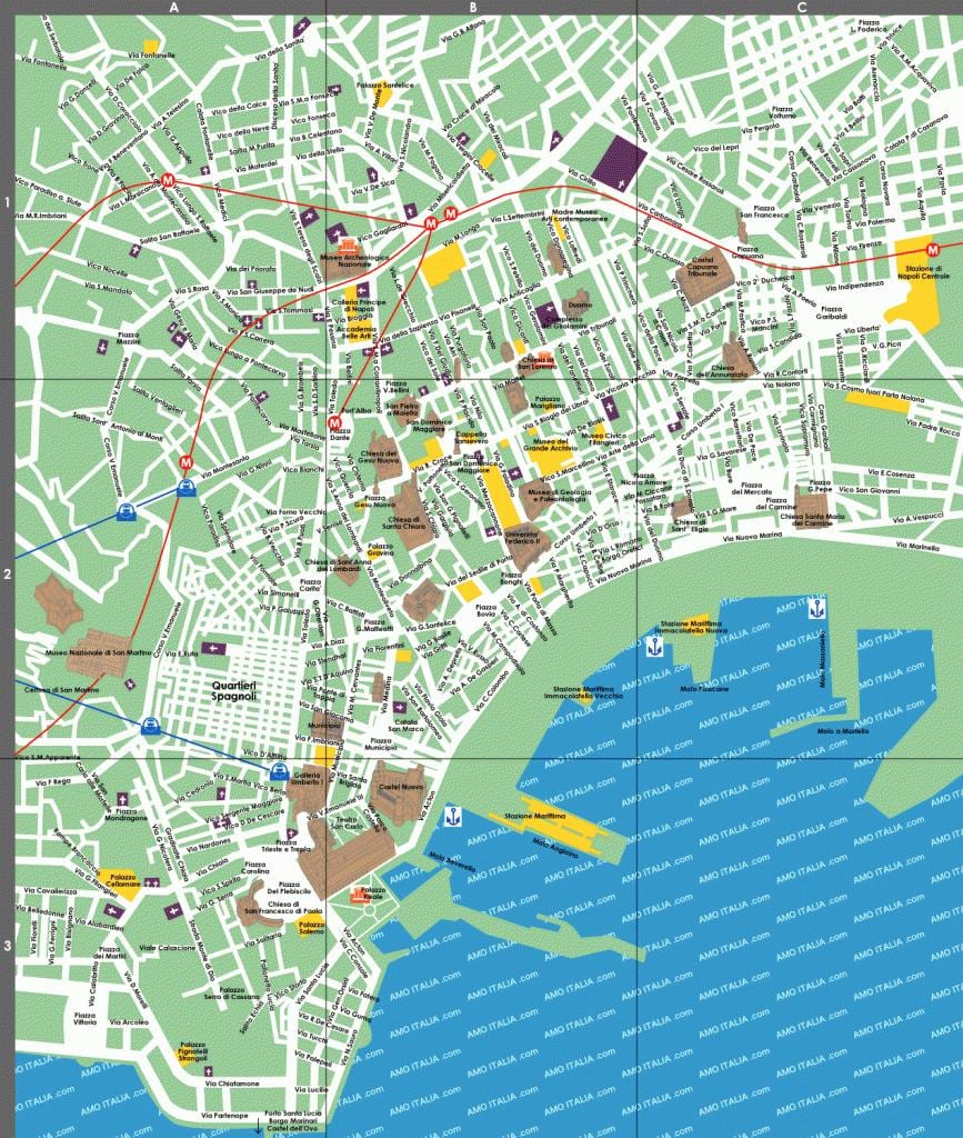 ナポリの観光名所の地図